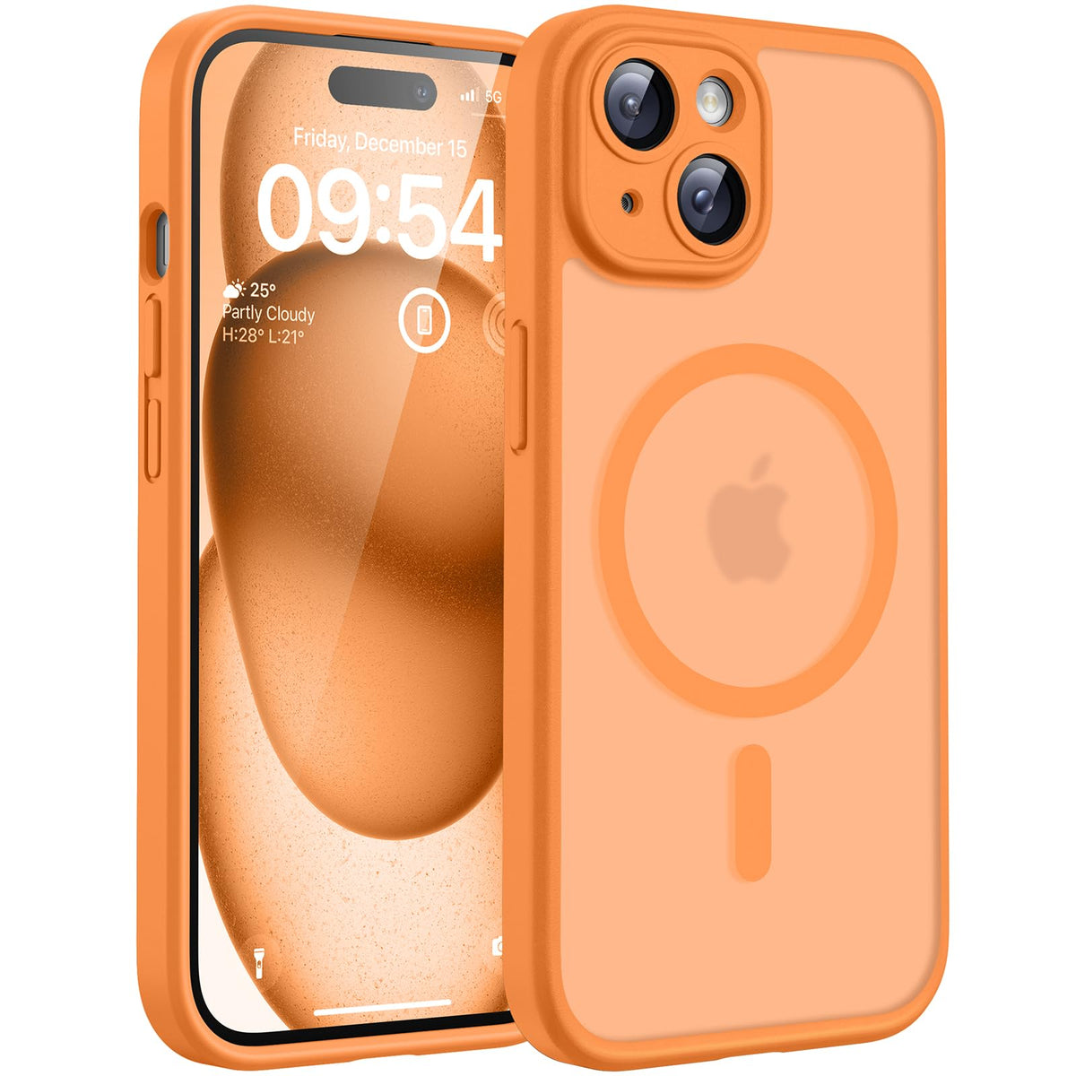 TOCOL for iPhone 15 Case, Compatible with MagSafe, Orange