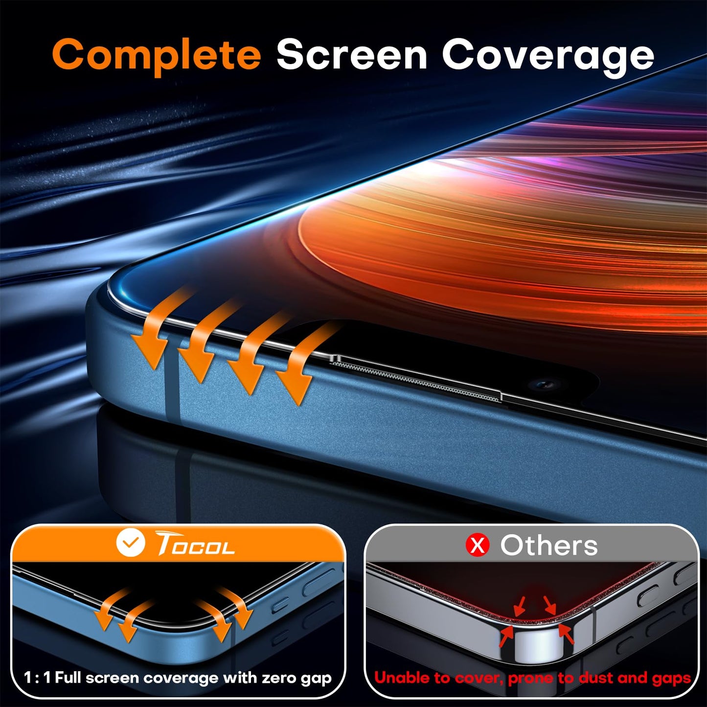 TOCOL for iPhone 13 / iPhone 16e Screen Protector, Clear