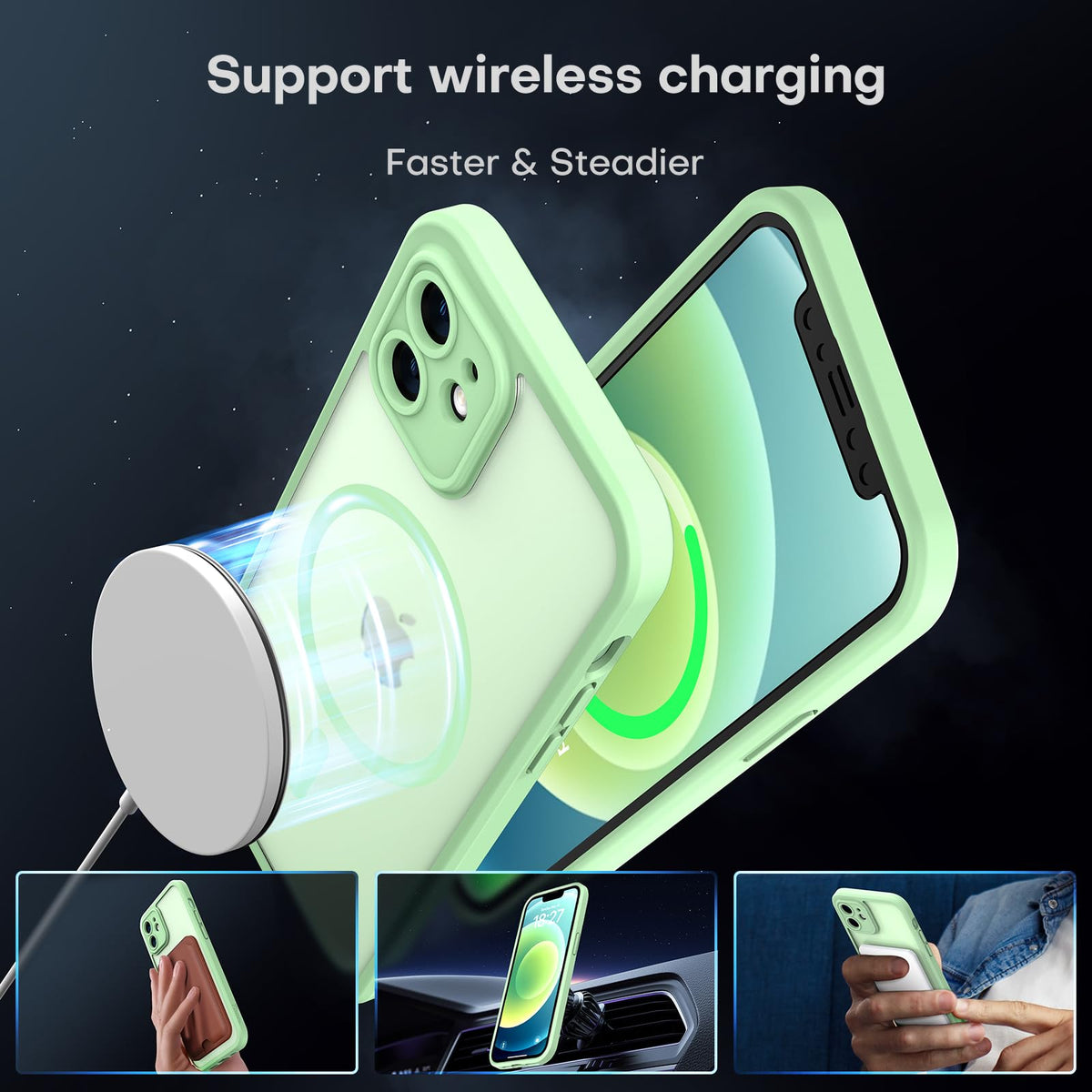 TOCOL for iPhone 12 Case, Compatible with MagSafe, Light Green