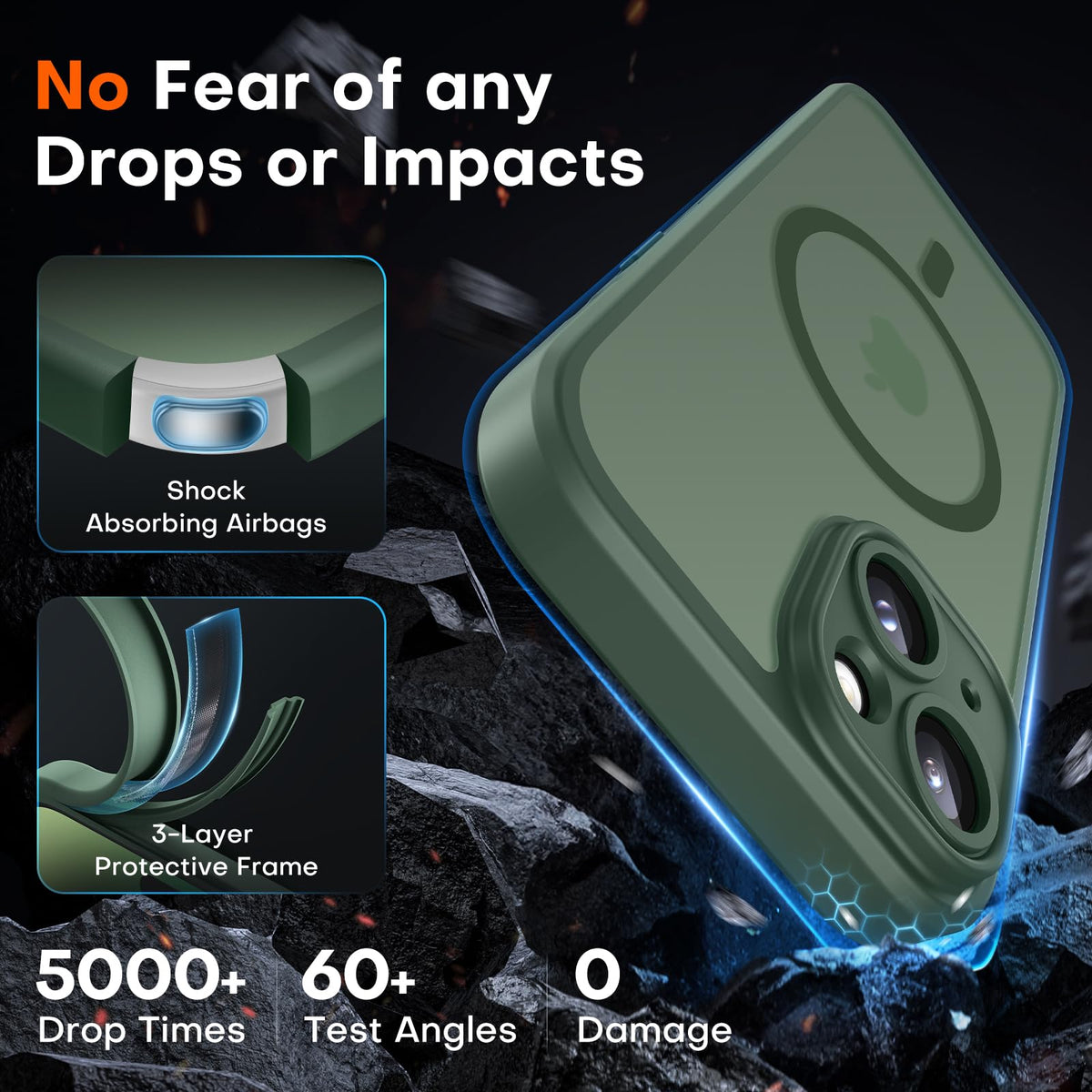 TOCOL for iPhone 14 Case, Compatible with MagSafe, Alpine Green