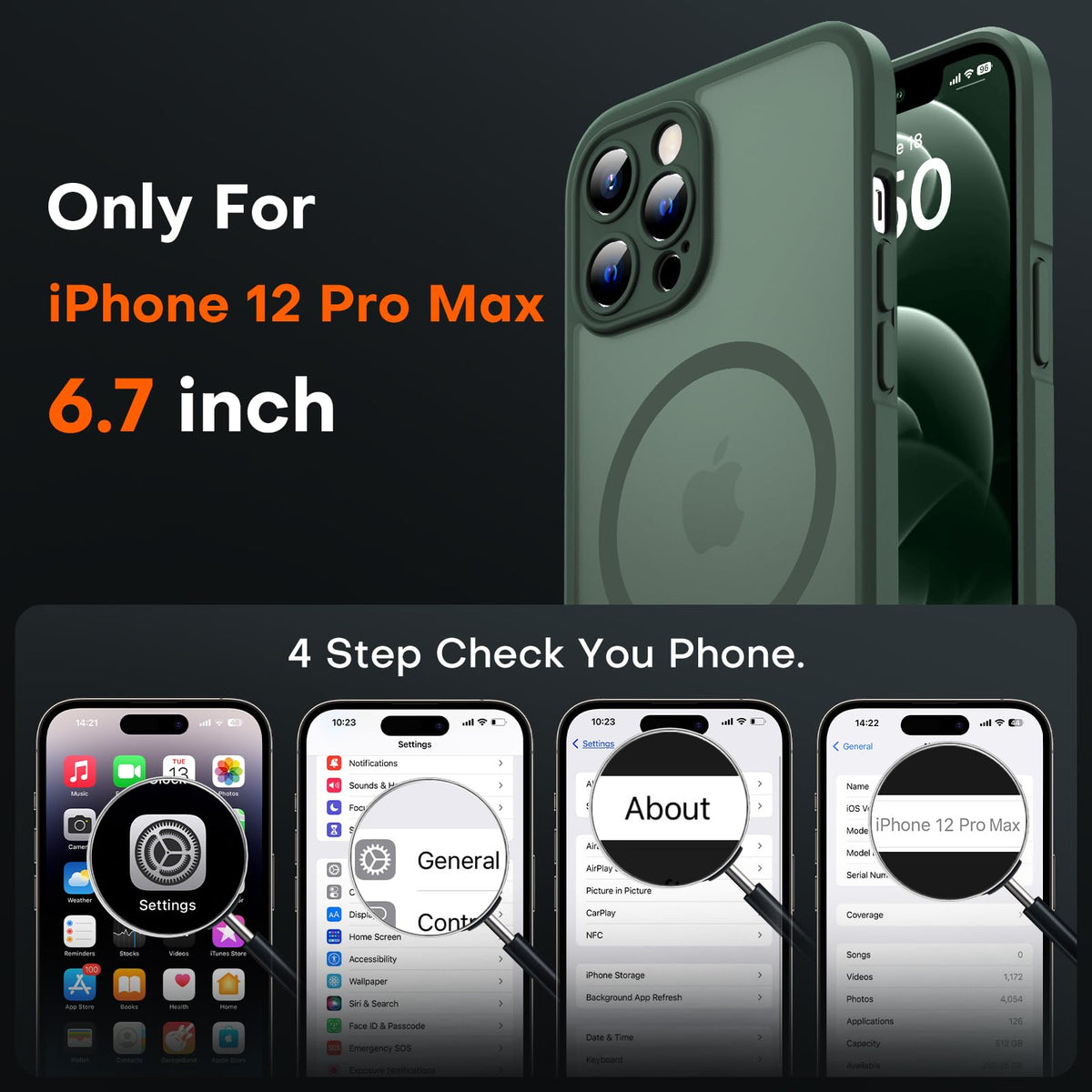 TOCOL for iPhone 12 Pro Max Case, Compatible with MagSafe, Alpine Green