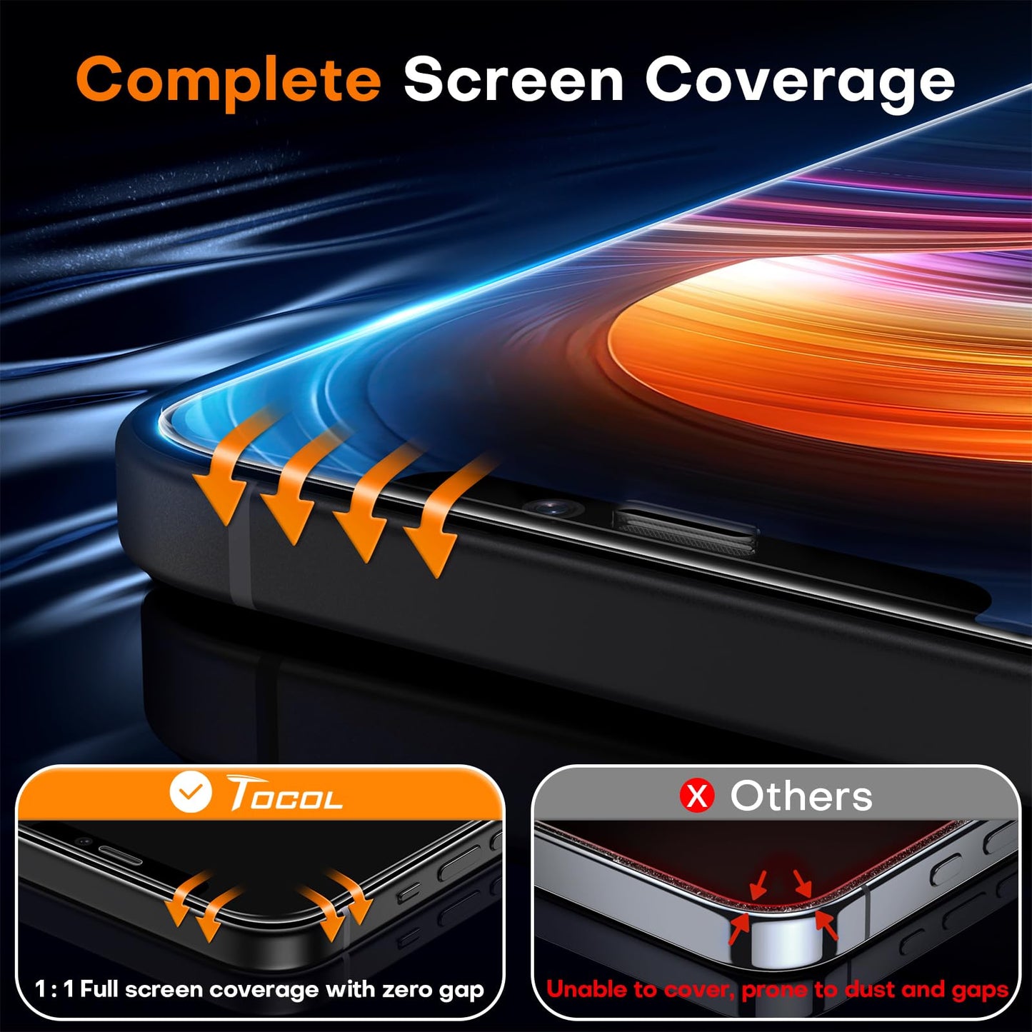 TOCOL for iPhone 12 / iPhone 12 Pro Screen Protector, Clear