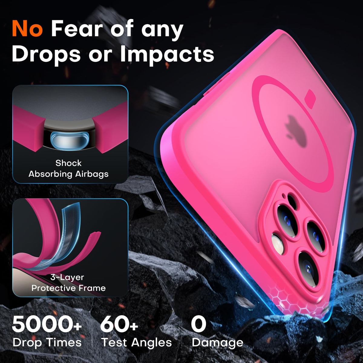 TOCOL for iPhone 12 Pro Max Case, Compatible with MagSafe, Hot Pink