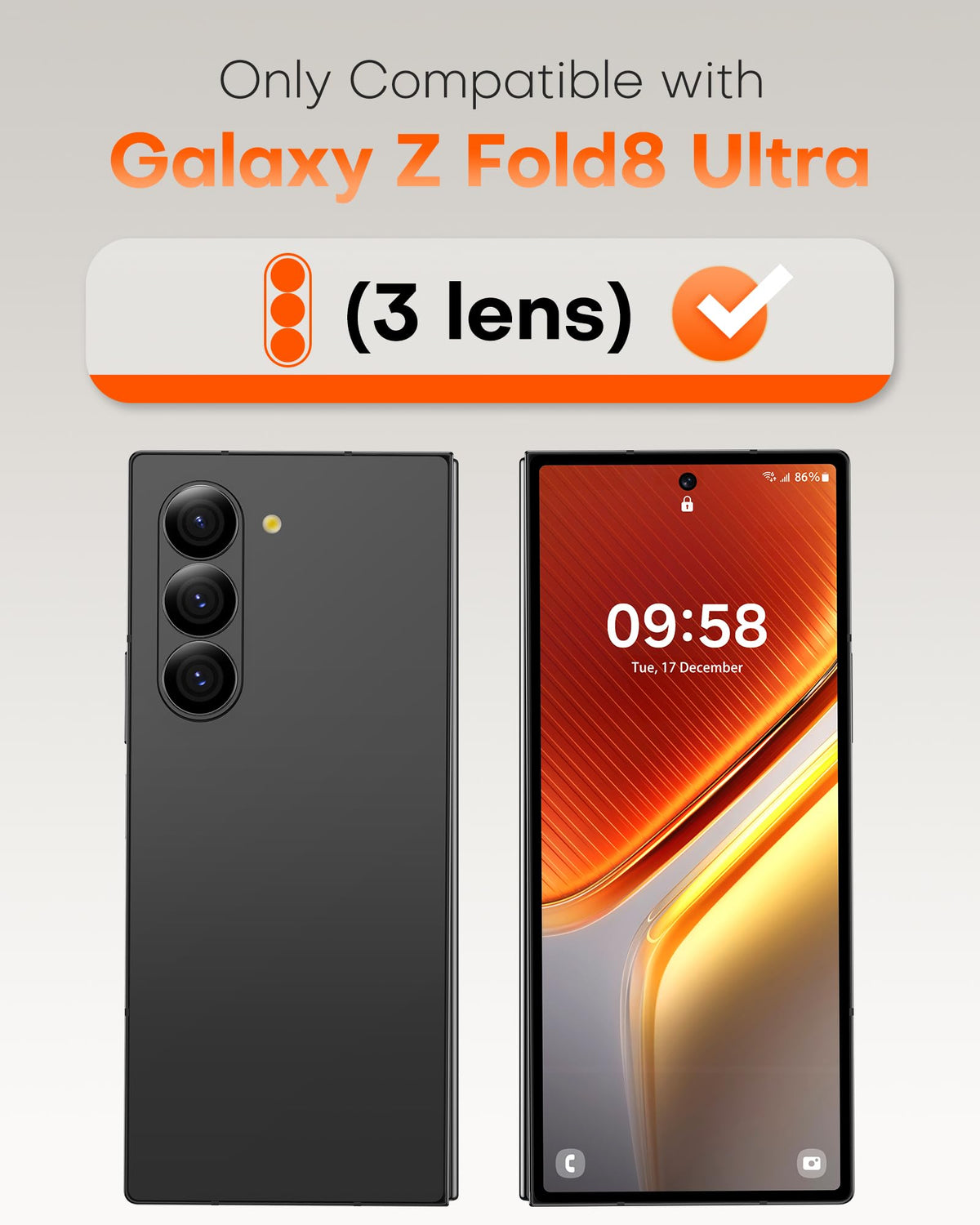TOCOL 2 Pack for Samsung Galaxy Z Fold 8 Ultra Camera Lens Protector