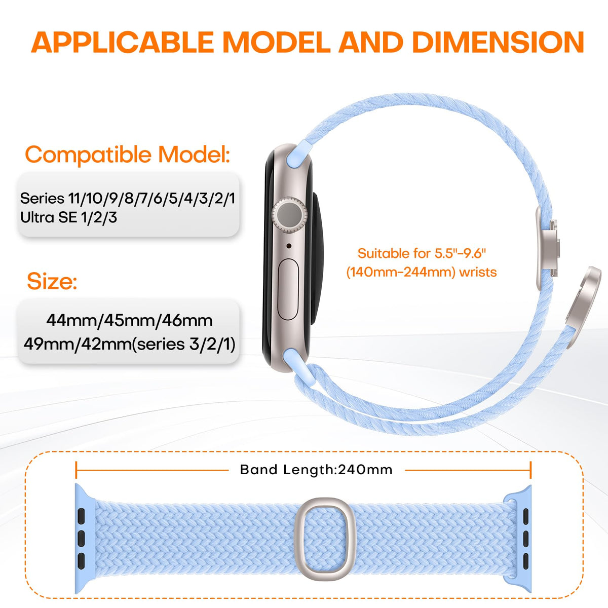 TOCOL Compatible with Apple Watch Bands for Women Men Braided Stretchy Band