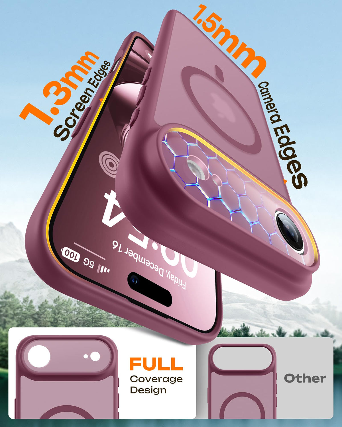 TOCOL for iPhone Air Case, Compatible with MagSafe, Plum