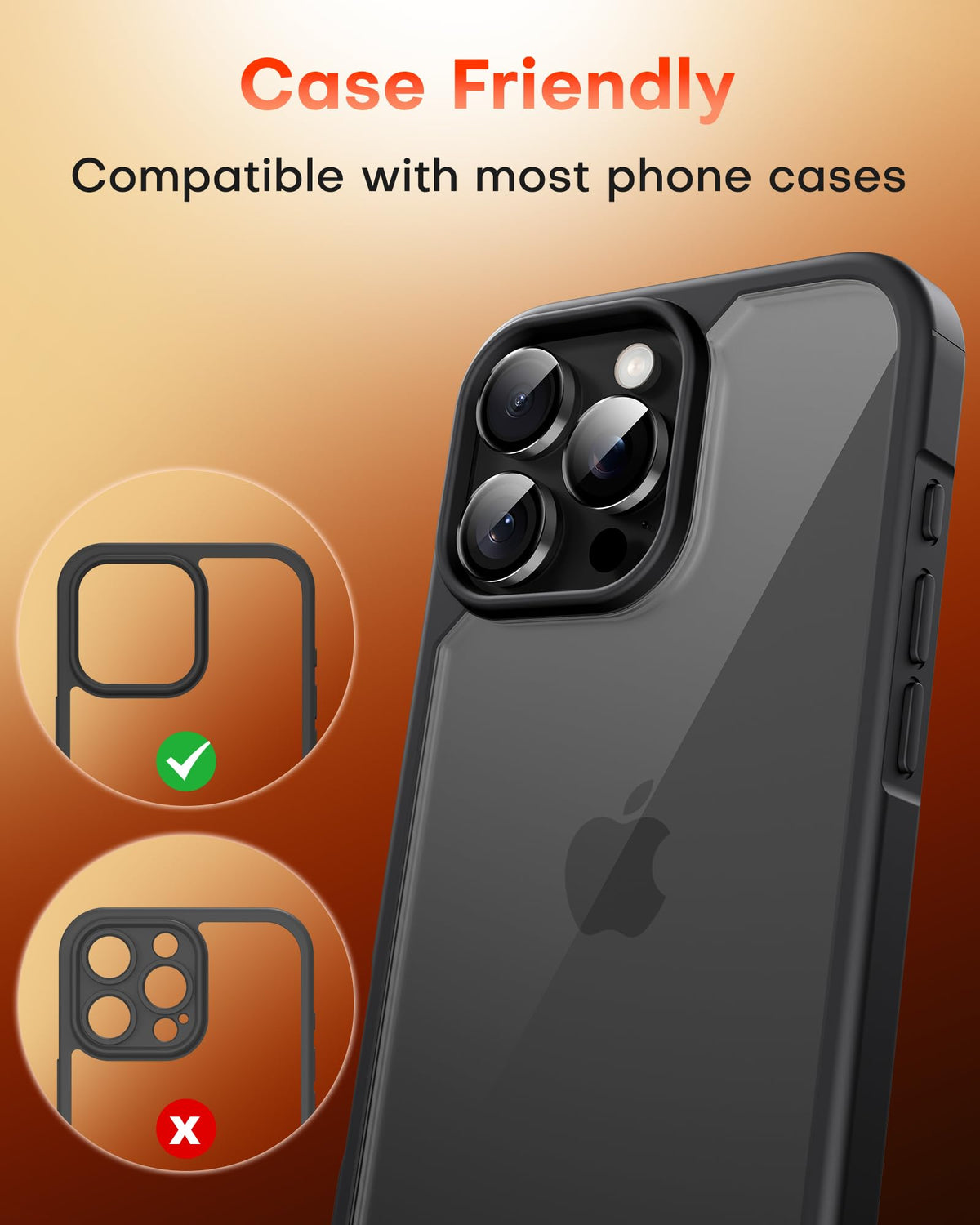 TOCOL Camera Lens Protector for iPhone 13 Pro Max/iPhone 13 Pro Tempered Glass HD Individual Scratch Resistant Camera Cover Accessories Case Friendly 2 Pack（Black）