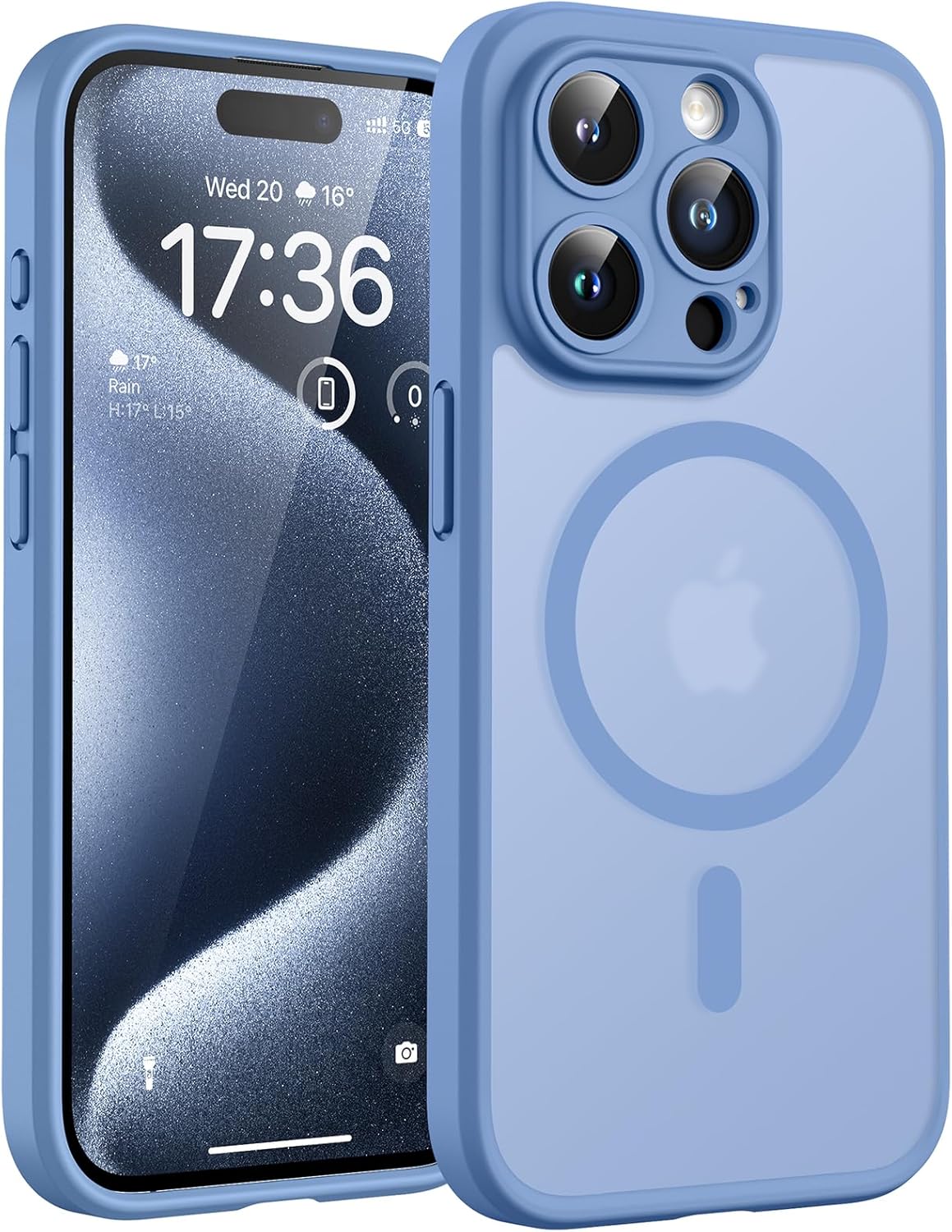 TOCOL Magnetic for iPhone 15 Case 6.1-Inch, Fit for MagSafe, Upgraded Full Camera Protection, 14FT Military Grade Shockproof Thin Slim Frosted Translucent Matte Back Phone Cover (Titan Gray)