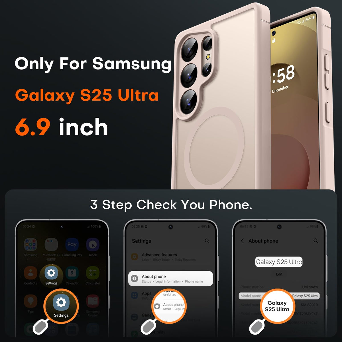 TOCOL for Samsung Galaxy S25 Ultra Case, Compatible with MagSafe, Desert