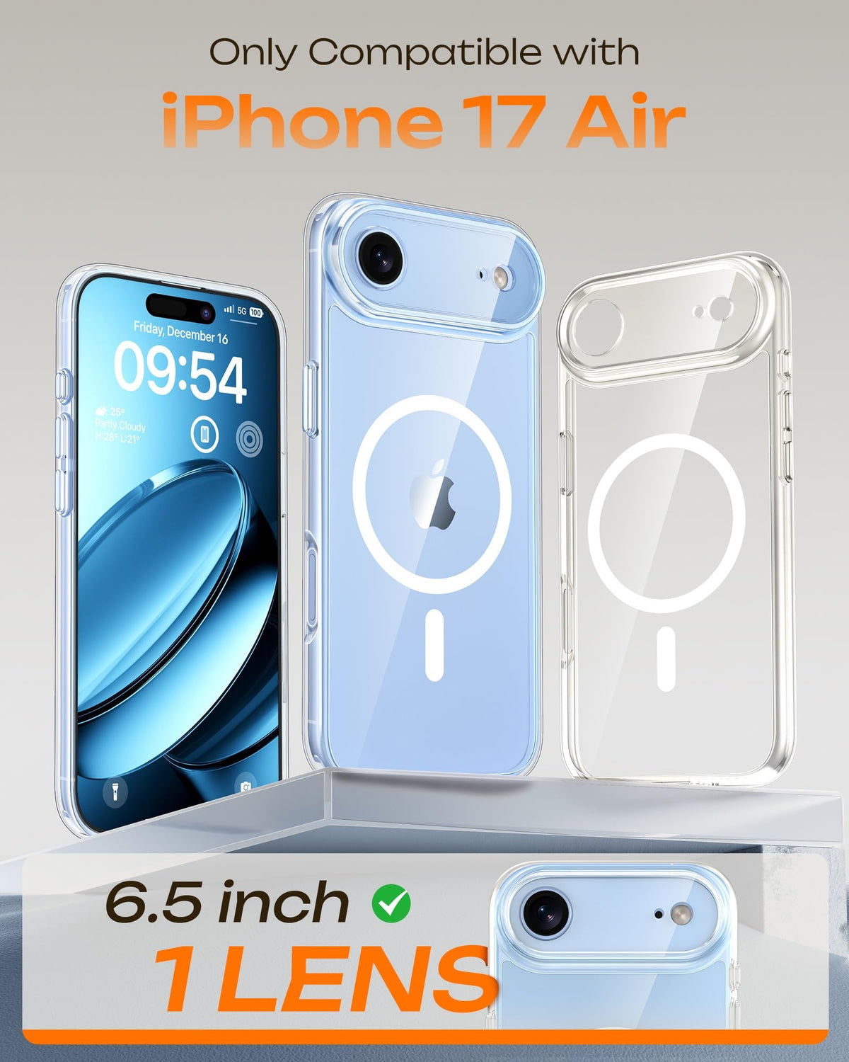 TOCOL for iPhone Air Case Clear, Upgraded Full Camera Protection, Compatible with Magsafe Charger, Shockproof Magnetic Phone Case for iPhone 17 Air 6.5 inch, Anti-Yellowing (Clear)