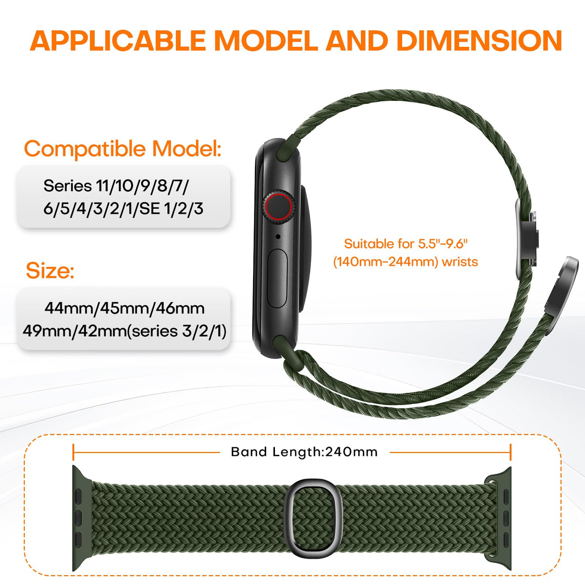 TOCOL Compatible with Apple Watch Bands for Women Men Braided Stretchy Band