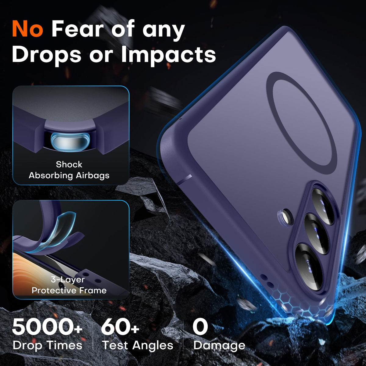 TOCOL for Samsung Galaxy S25 Case, Compatible with MagSafe, Midnight Purple