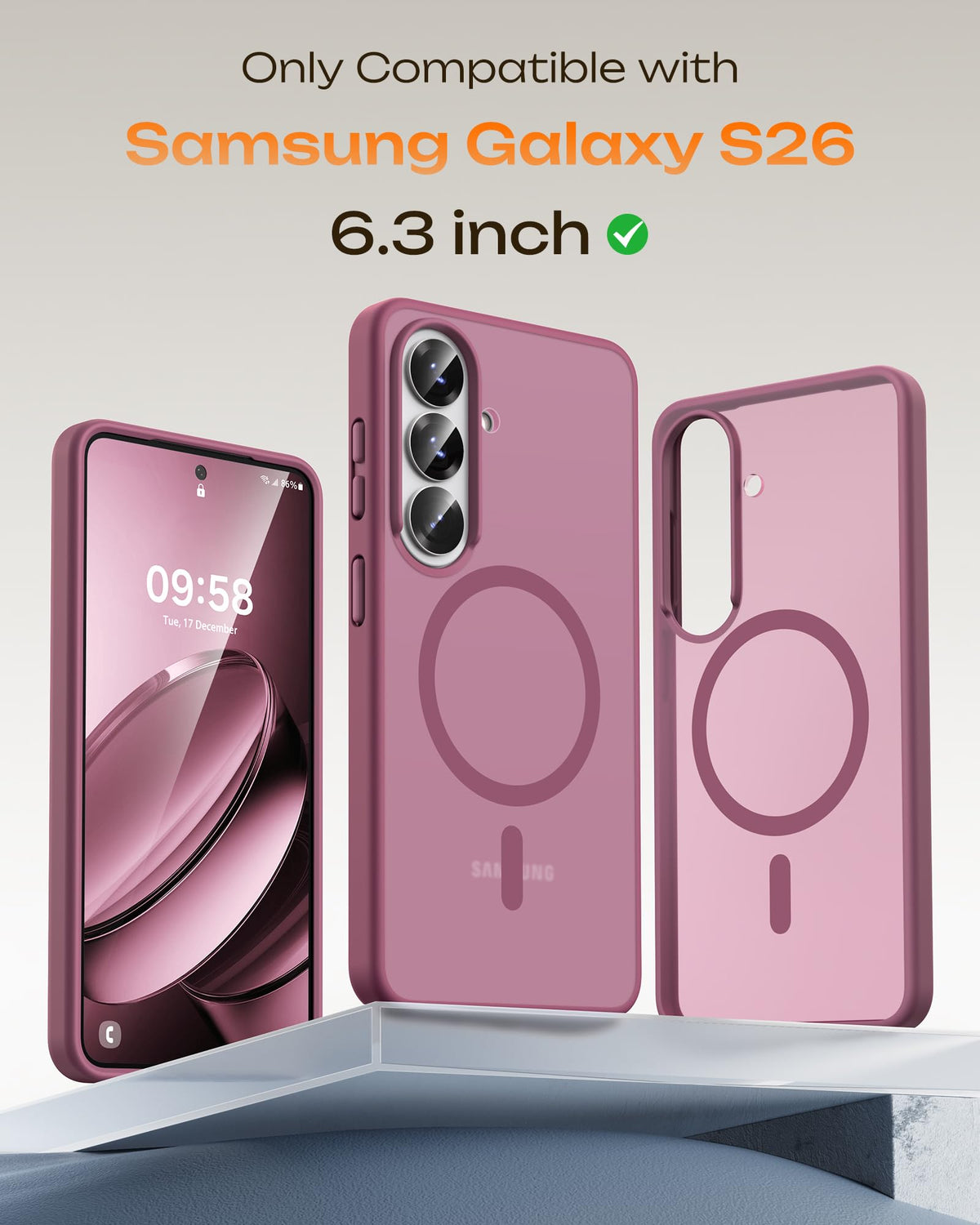 TOCOL for Samsung Galaxy S26 Case, Compatible with MagSafe, Plum