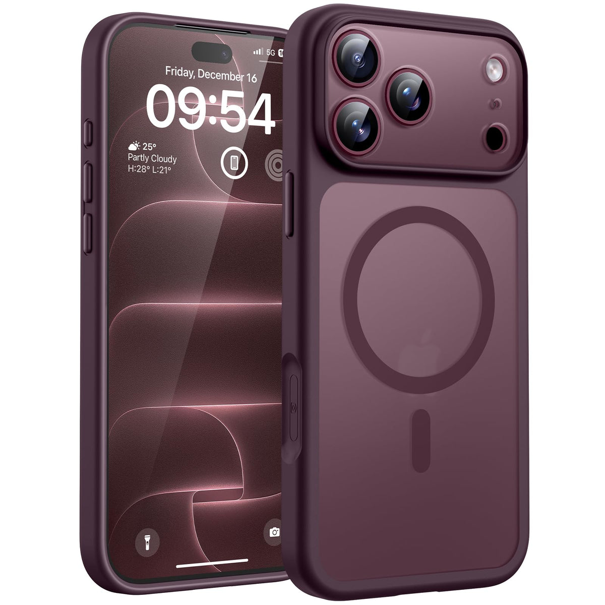 TOCOL for iPhone 18 Pro Case Burgundy, Compatible with MagSafe