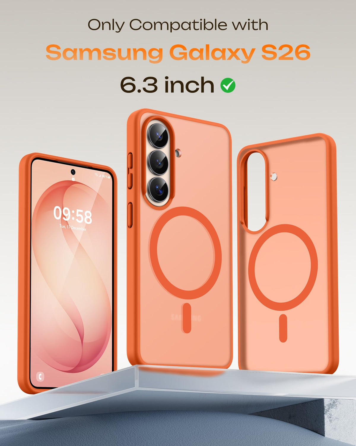 TOCOL for Samsung Galaxy S26 Case, Compatible with MagSafe, Orange