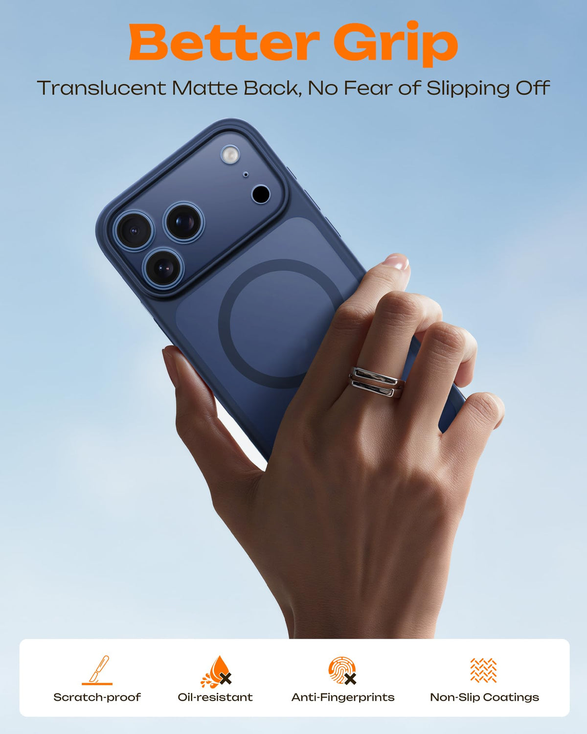 TOCOL for iPhone 18 Pro Case, Compatible with MagSafe, Dark Blue