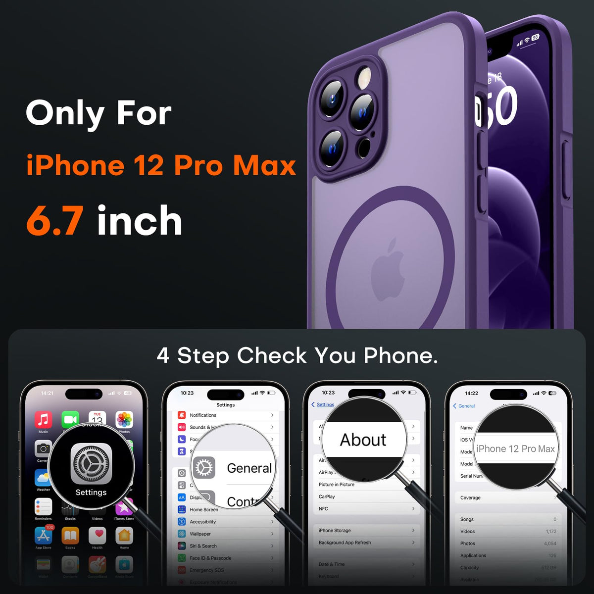 TOCOL for iPhone 12 Pro Max Case, Compatible with MagSafe, Midnight Purple