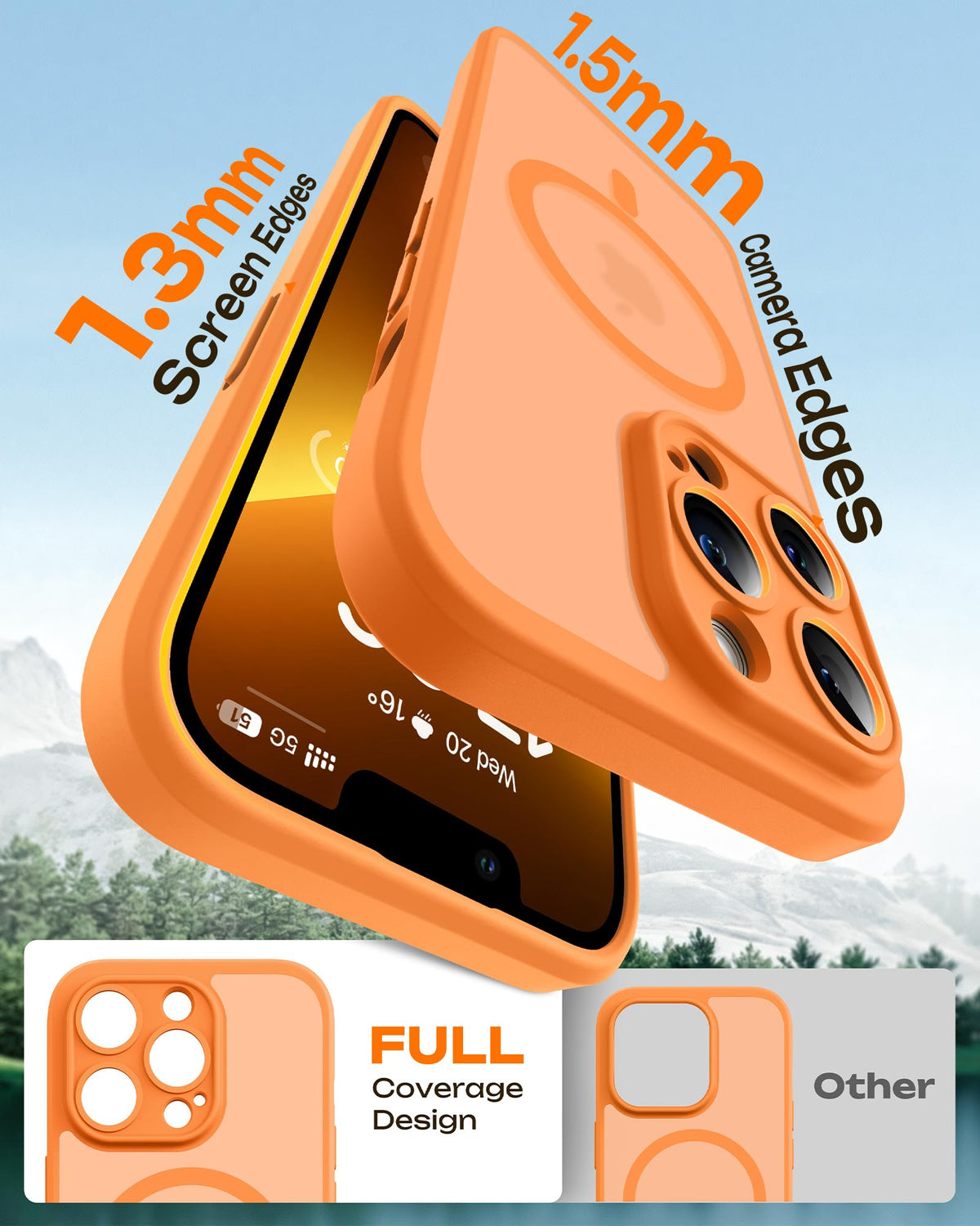TOCOL for iPhone 13 Pro Max Case, Compatible with MagSafe, Orange
