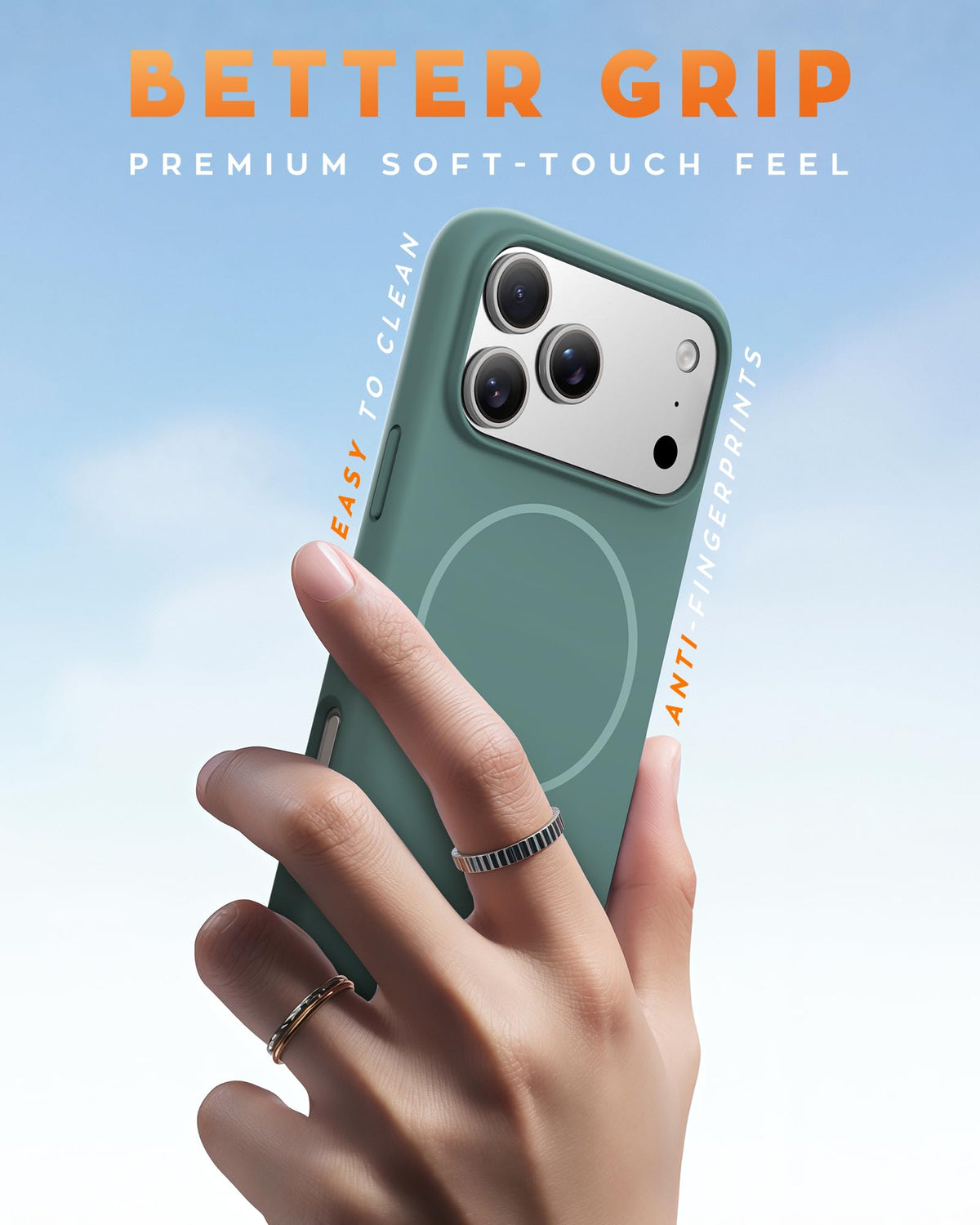 TOCOL Magnetic for iPhone 17 Pro Max Case Liquid Silicone, Midnight Green