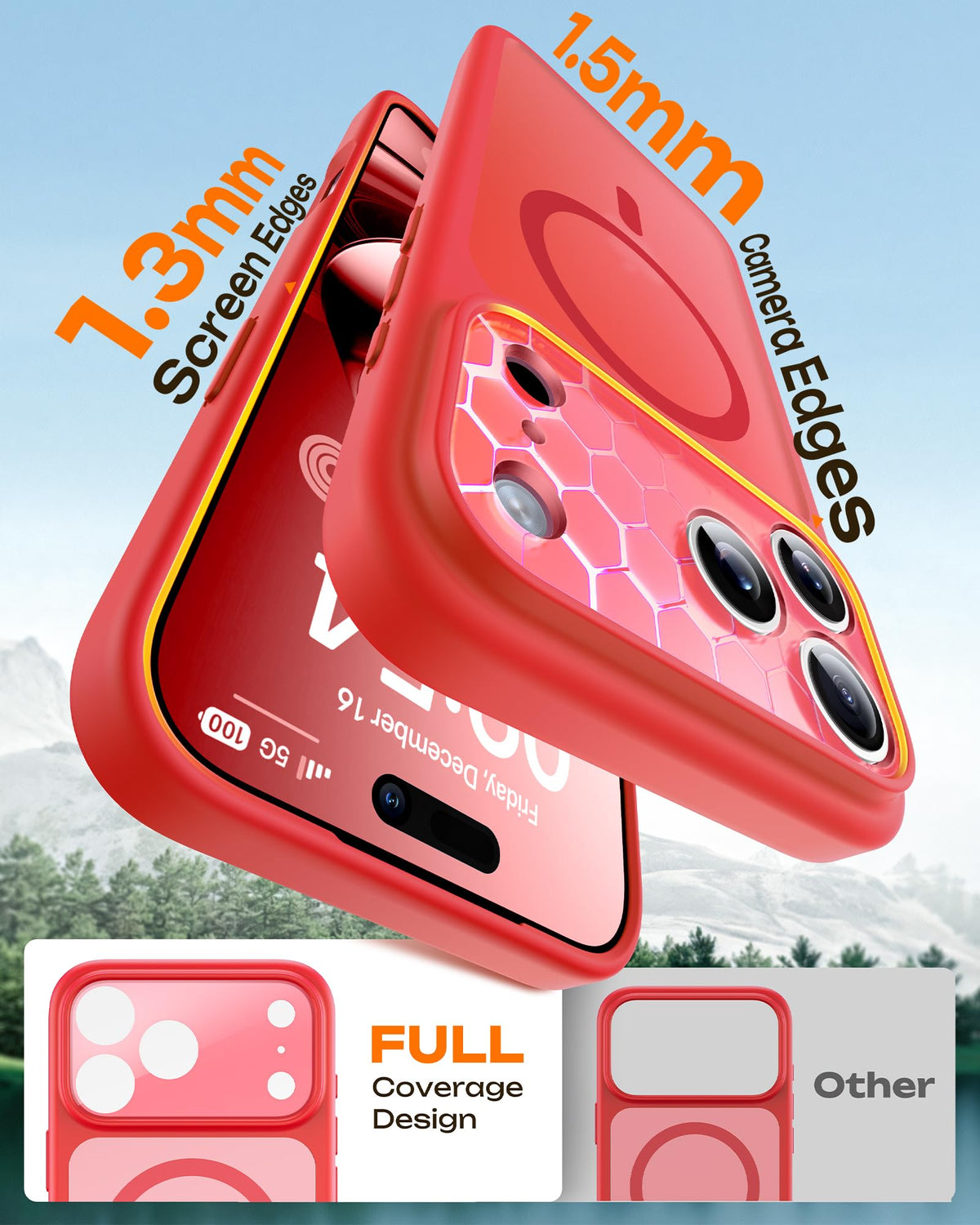 TOCOL for iPhone 17 Pro Max Case, Compatible with MagSafe, Red