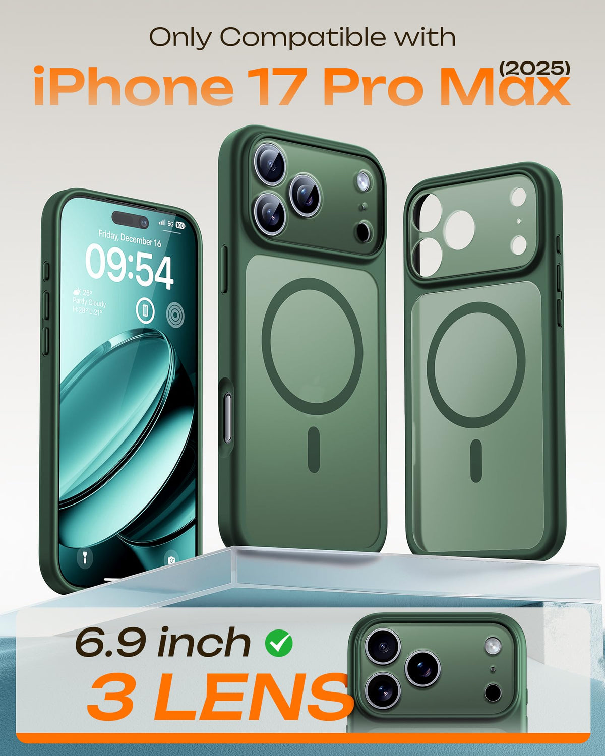TOCOL for iPhone 17 Pro Max Case, Compatible with Magsafe Charger, Full Camera Protection, Translucent Matte for iPhone 17 Pro Max Phone Case 6.9 inch (Dark Blue)