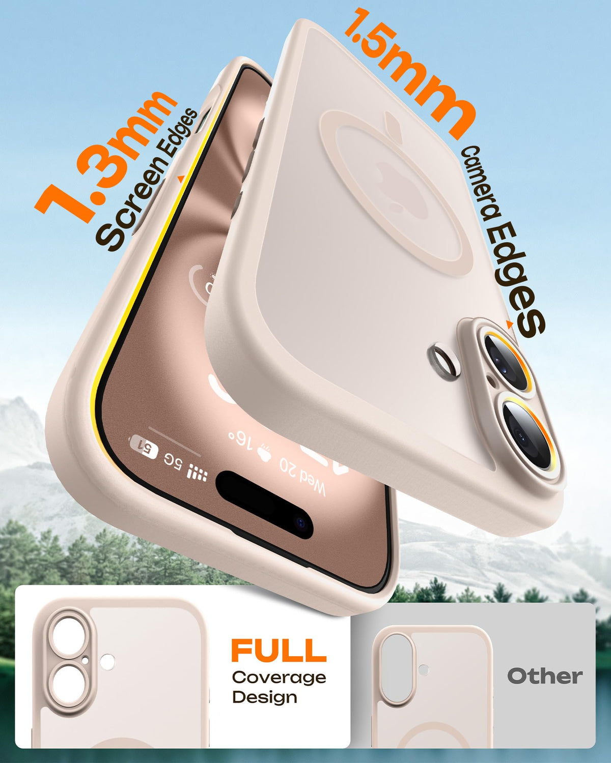 TOCOL Magnetic for iPhone 16 Case 6.1-Inch, Fit for MagSafe, Upgraded [Full Camera Protection], [14FT Military Grade Drop Tested] Shockproof Slim Translucent Matte Back Phone Cover (Desert)