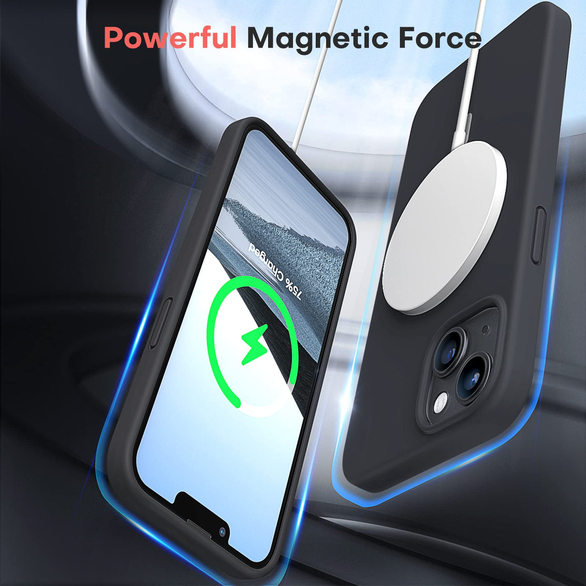 TOCOL for iPhone 13 Case, Slim Silicone Case for iPhone 13 6.1 Inch, Precise Fit, Anti-Slip, Drop Protection, Black-Magsafe