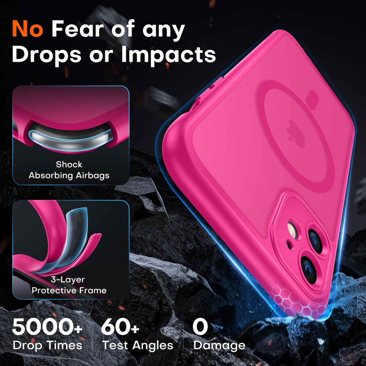 TOCOL for iPhone 11 Case, Compatible with MagSafe, Hot Pink
