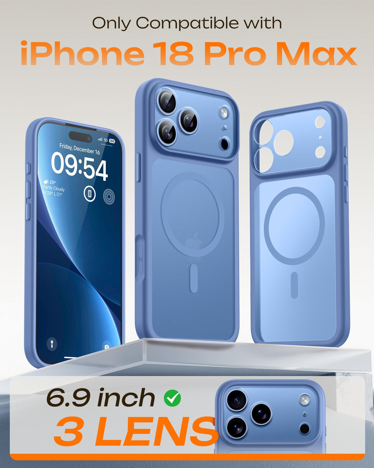 TOCOL for iPhone 18 Pro Max Case Light Blue, Compatible with MagSafe
