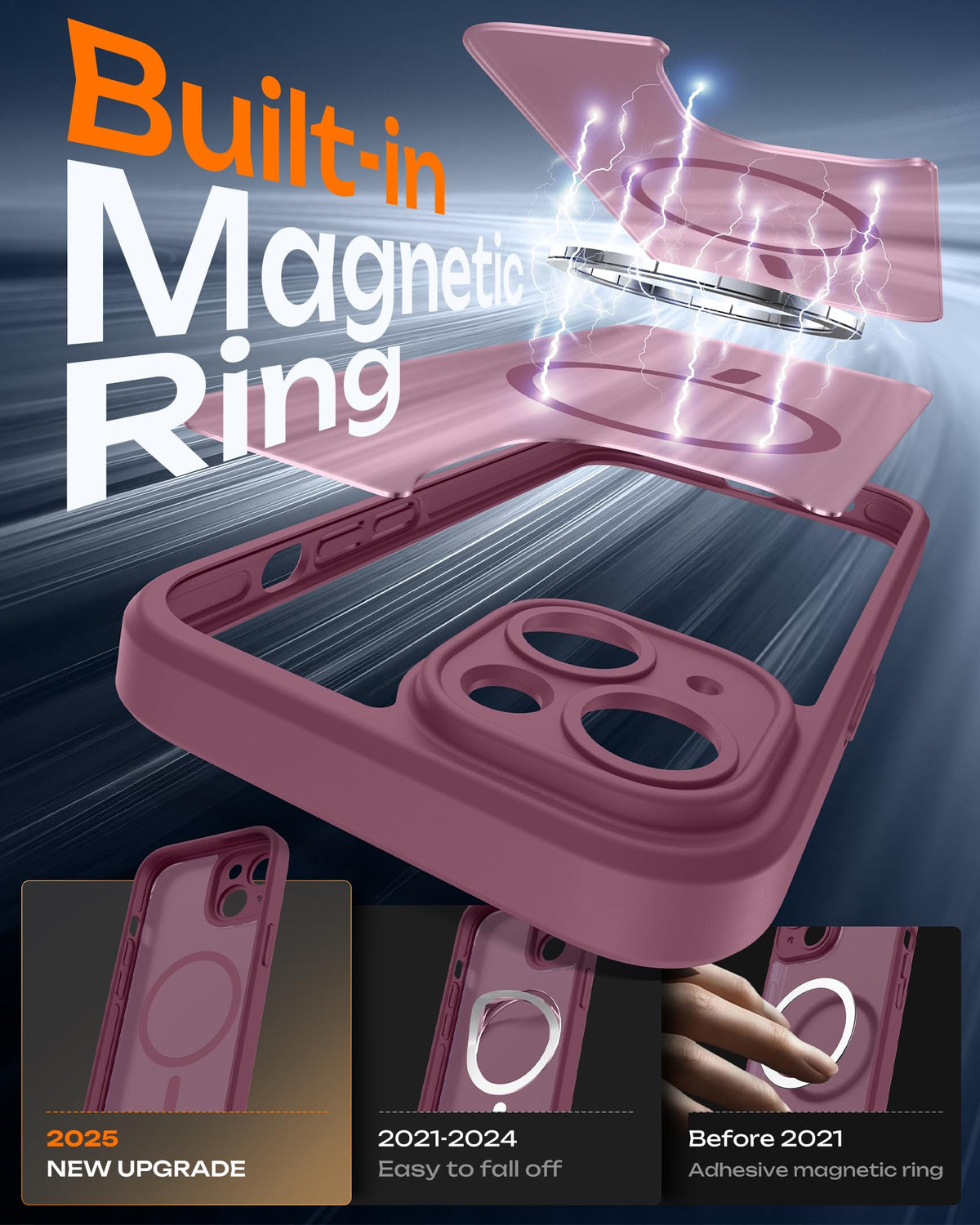 TOCOL for iPhone 14 Case, Compatible with MagSafe, Plum