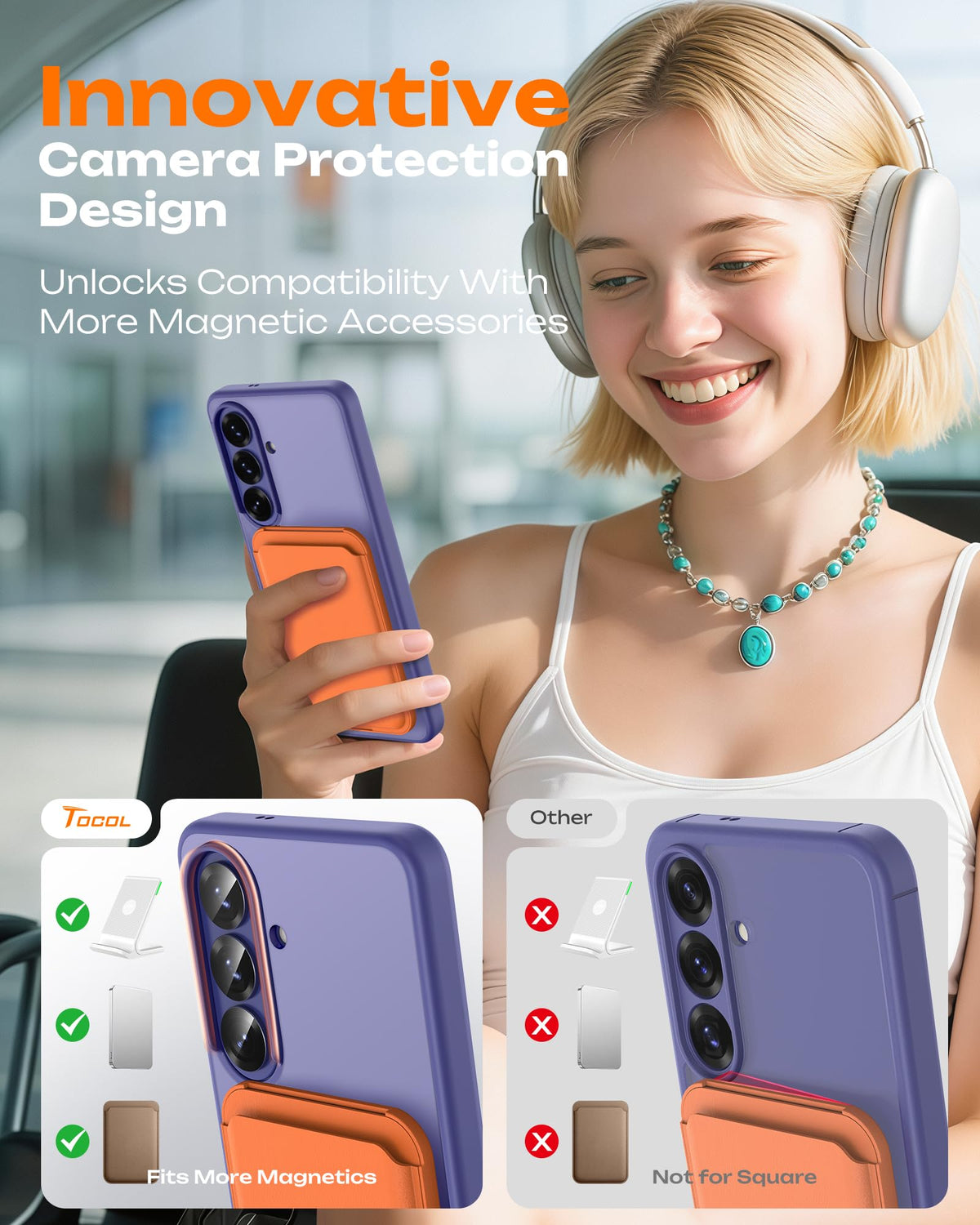 TOCOL for Samsung Galaxy S26 Case, Compatible with MagSafe, Lavender Gray