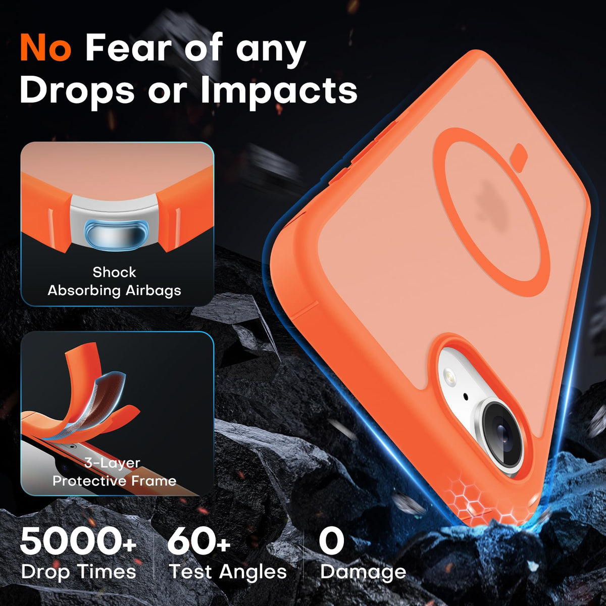TOCOL for iPhone 17e Case, Compatible with MagSafe, Orange