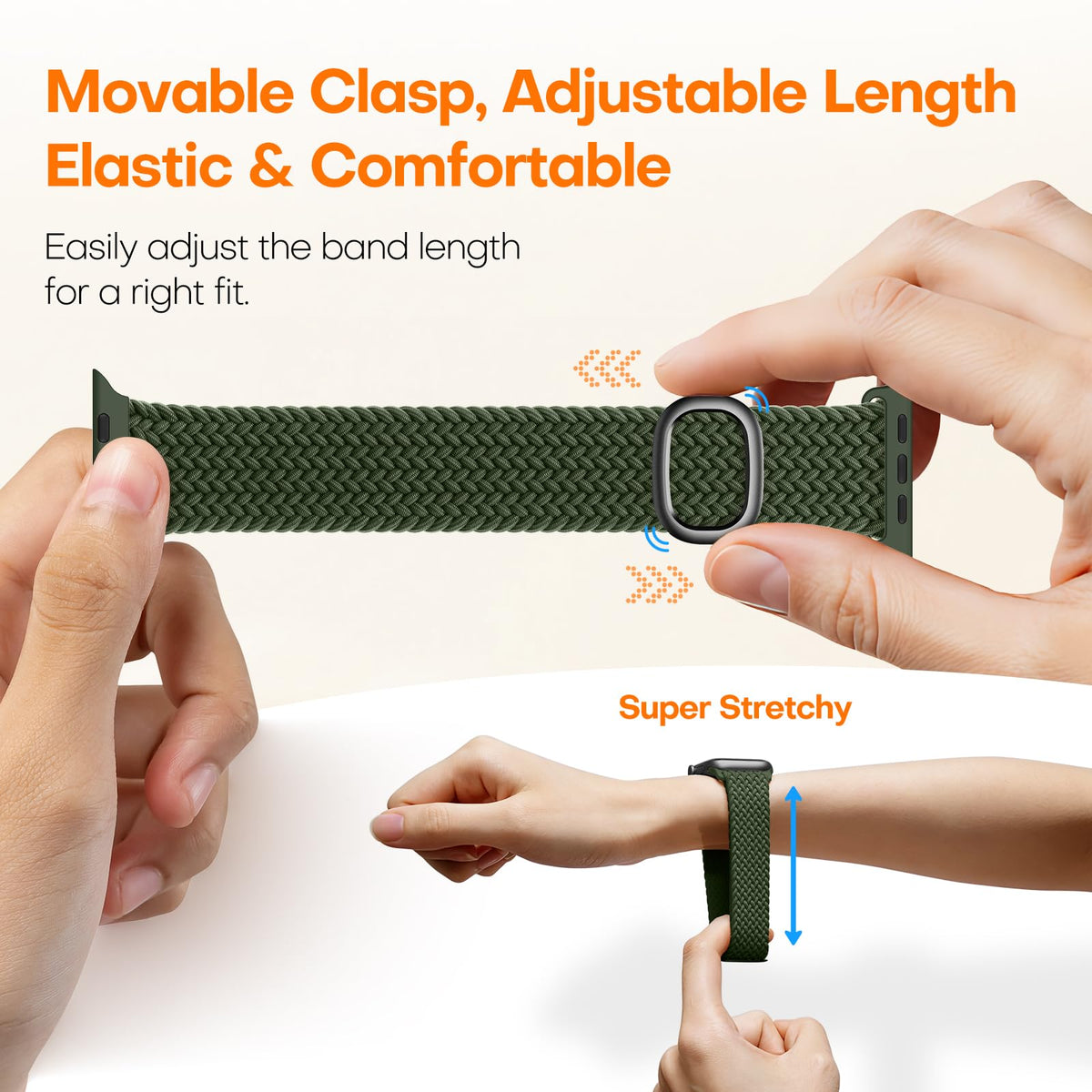 TOCOL Compatible with Apple Watch Bands for Women Men Braided Stretchy Band