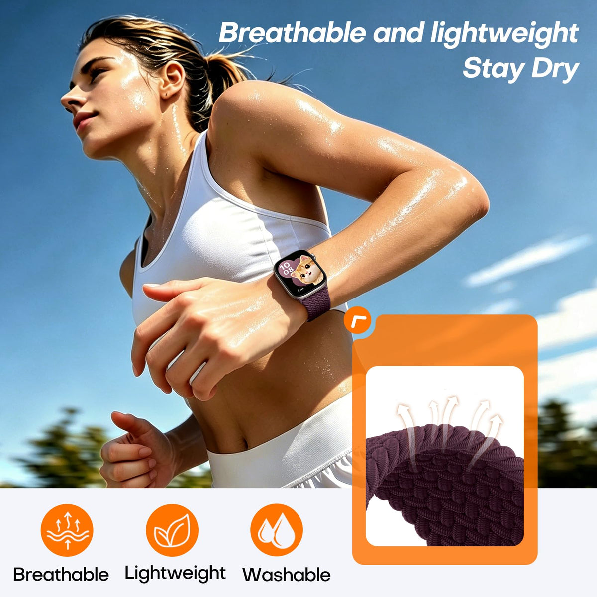 TOCOL Compatible with Apple Watch Bands for Women Men Braided Stretchy Band