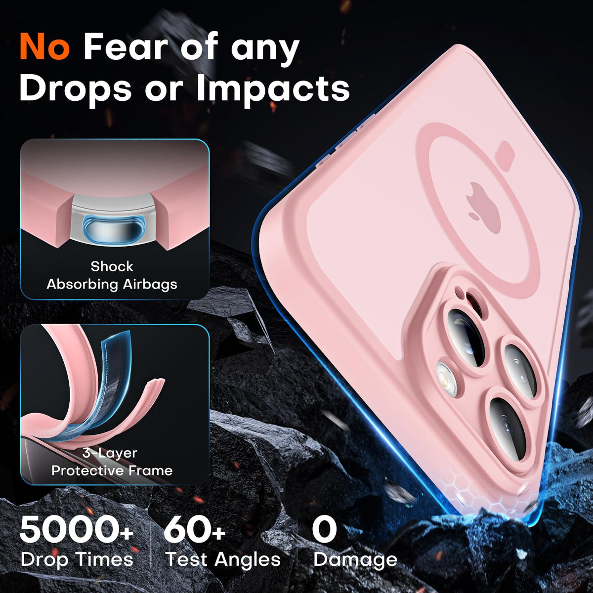 TOCOL for iPhone 16 Pro Case, Compatible with MagSafe, Light Pink