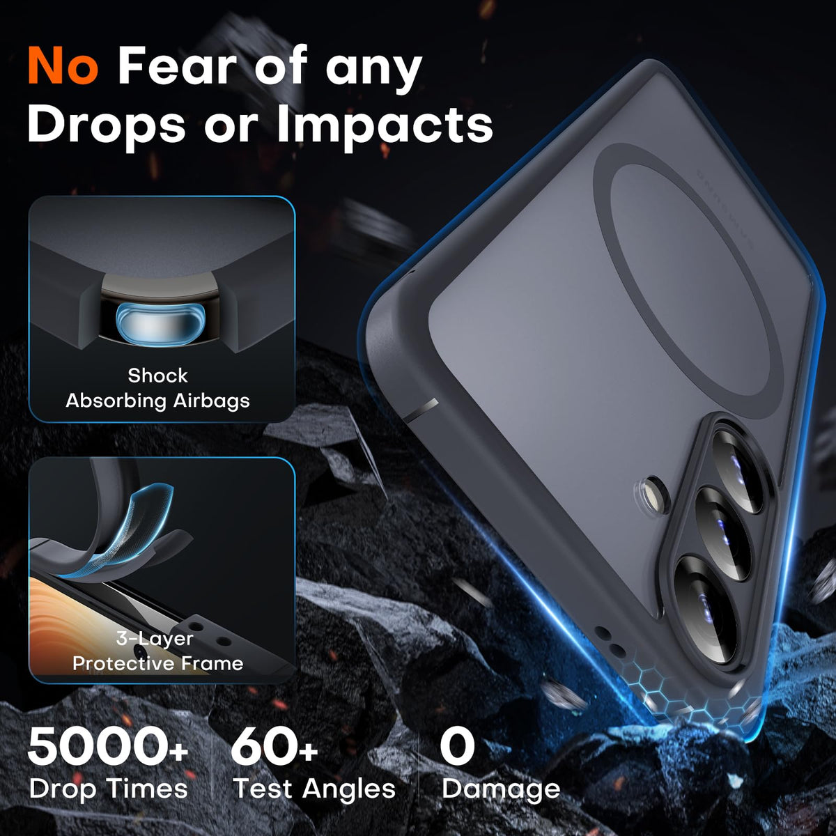 TOCOL for Samsung Galaxy S25 Case, Compatible with MagSafe, Black
