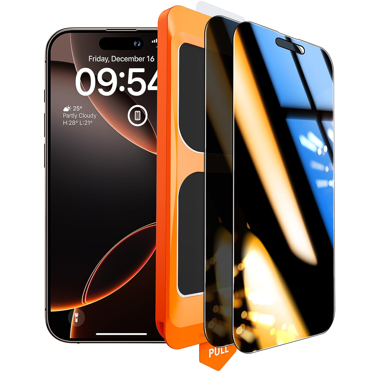 TOCOL Privacy Tempered Glass Film for iPhone 16 Pro Max, 25° Real Anti-Spy, Automatic Dust Removal, Full Coverage, Bubble Free, 9H Hardness, 2 Pieces