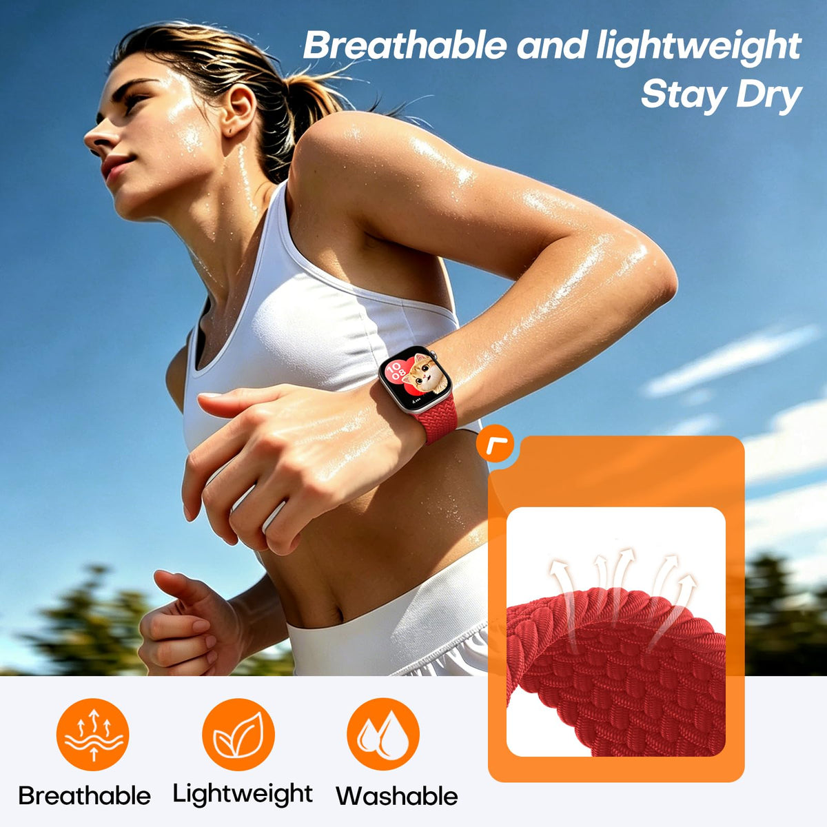 TOCOL Compatible with Apple Watch Bands for Women Men Braided Stretchy Band