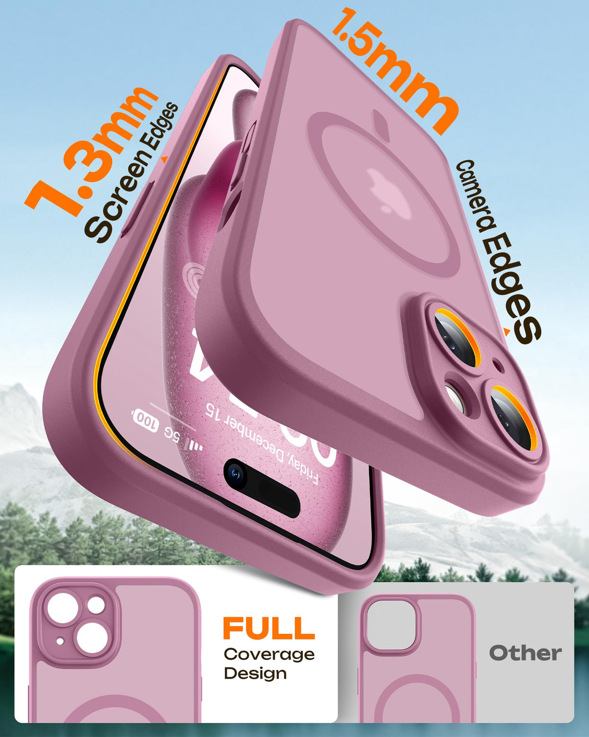 TOCOL for iPhone 15 Case, Compatible with MagSafe, Lilac Purple