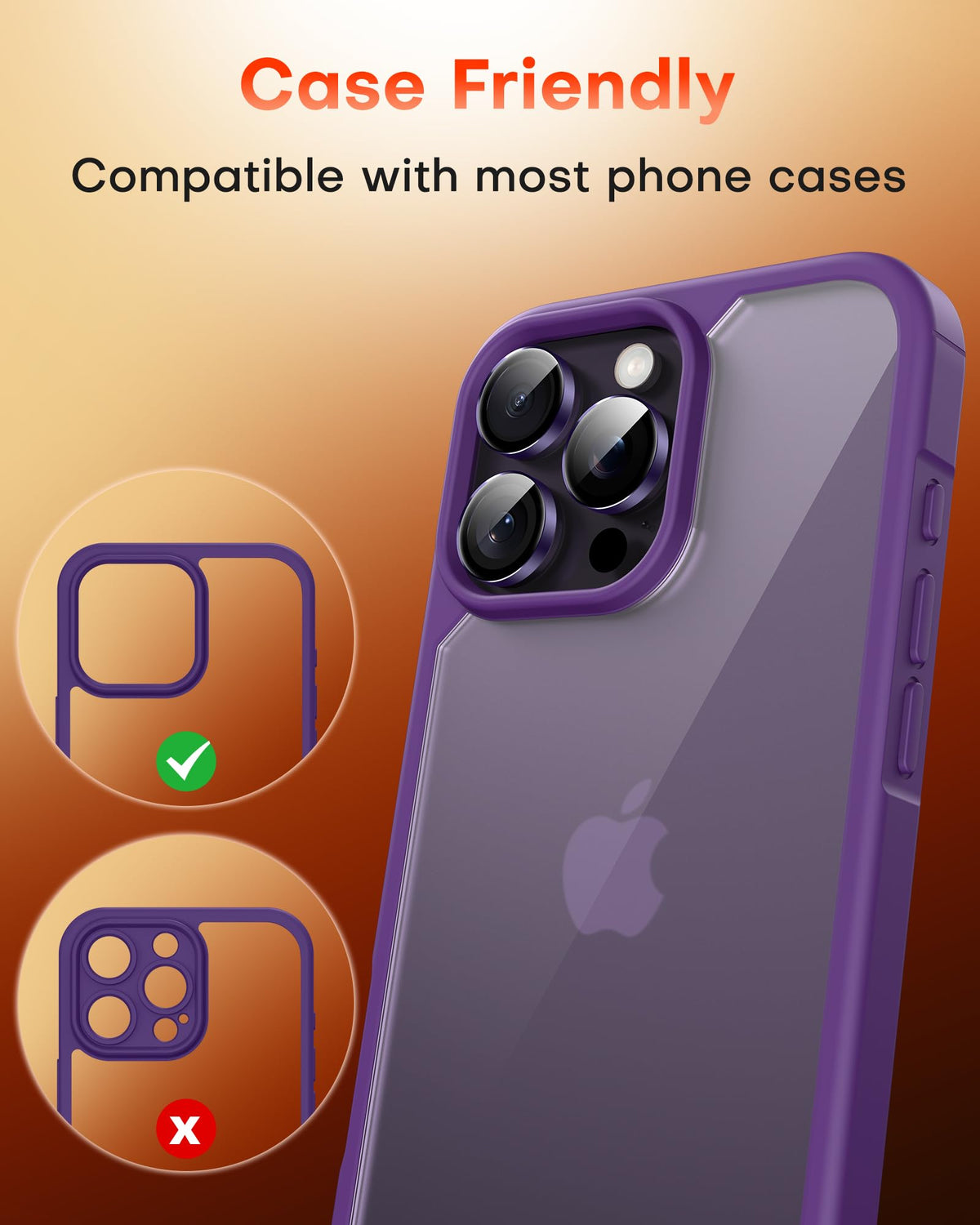 TOCOL for iPhone 14 Pro Max Camera Lens Protector/iPhone 14 Pro Camera Lens Protector Tempered Glass HD Individual Scratch Resistant Cover Accessories Case Friendly 2 Pack（Purple）