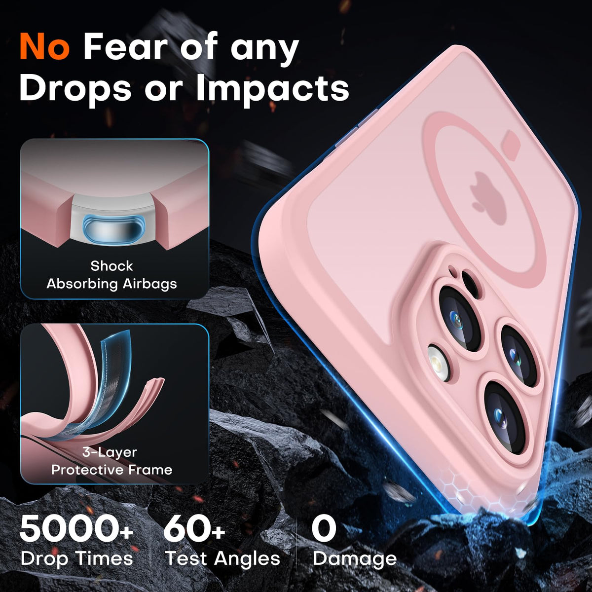 TOCOL for iPhone 14 Pro Case, Compatible with MagSafe, Light Pink
