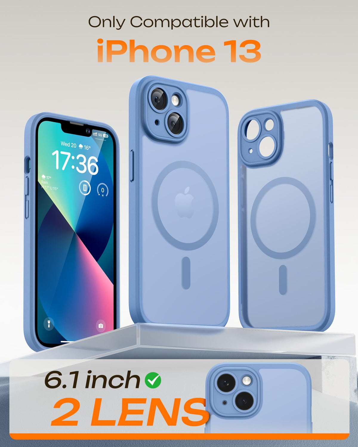 TOCOL for iPhone 13 Case, Compatible with MagSafe, Light Blue