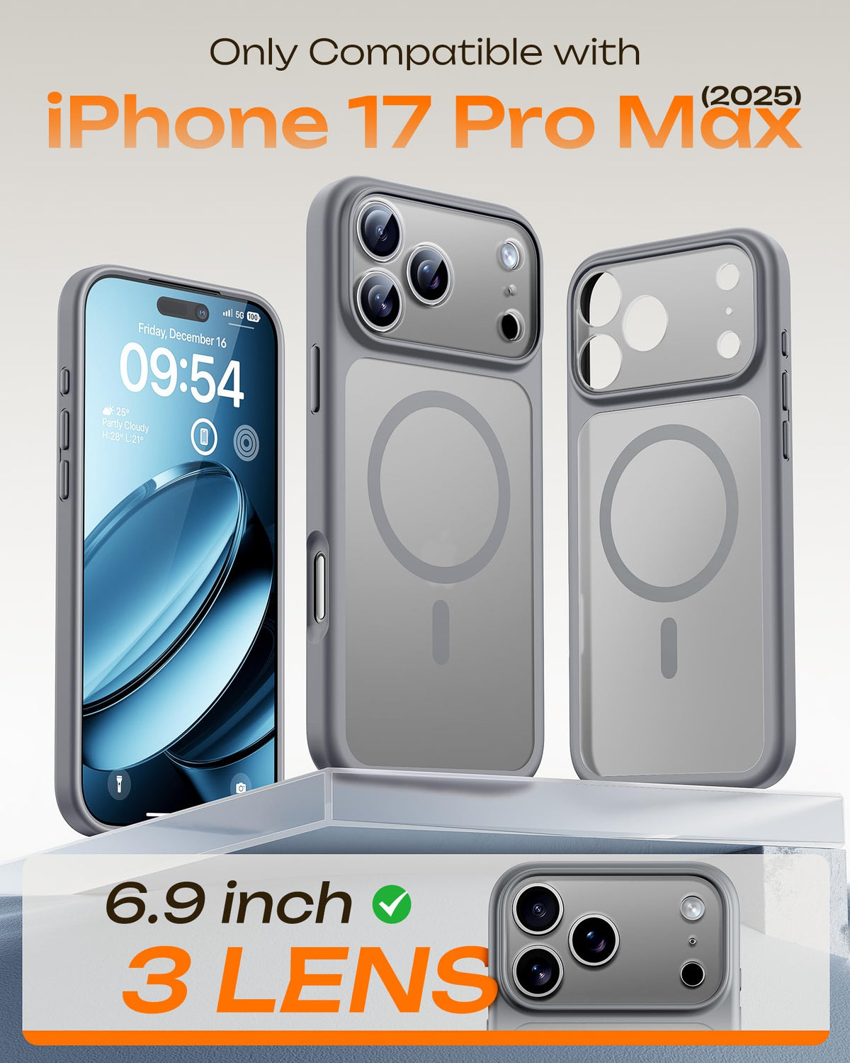 TOCOL for iPhone 17 Pro Max Case, Compatible with MagSafe, Gray