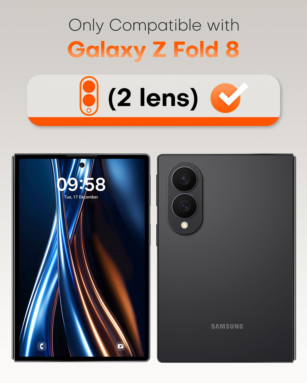 TOCOL 2 Pack for Samsung Galaxy Z Fold 8 Camera Lens Protector