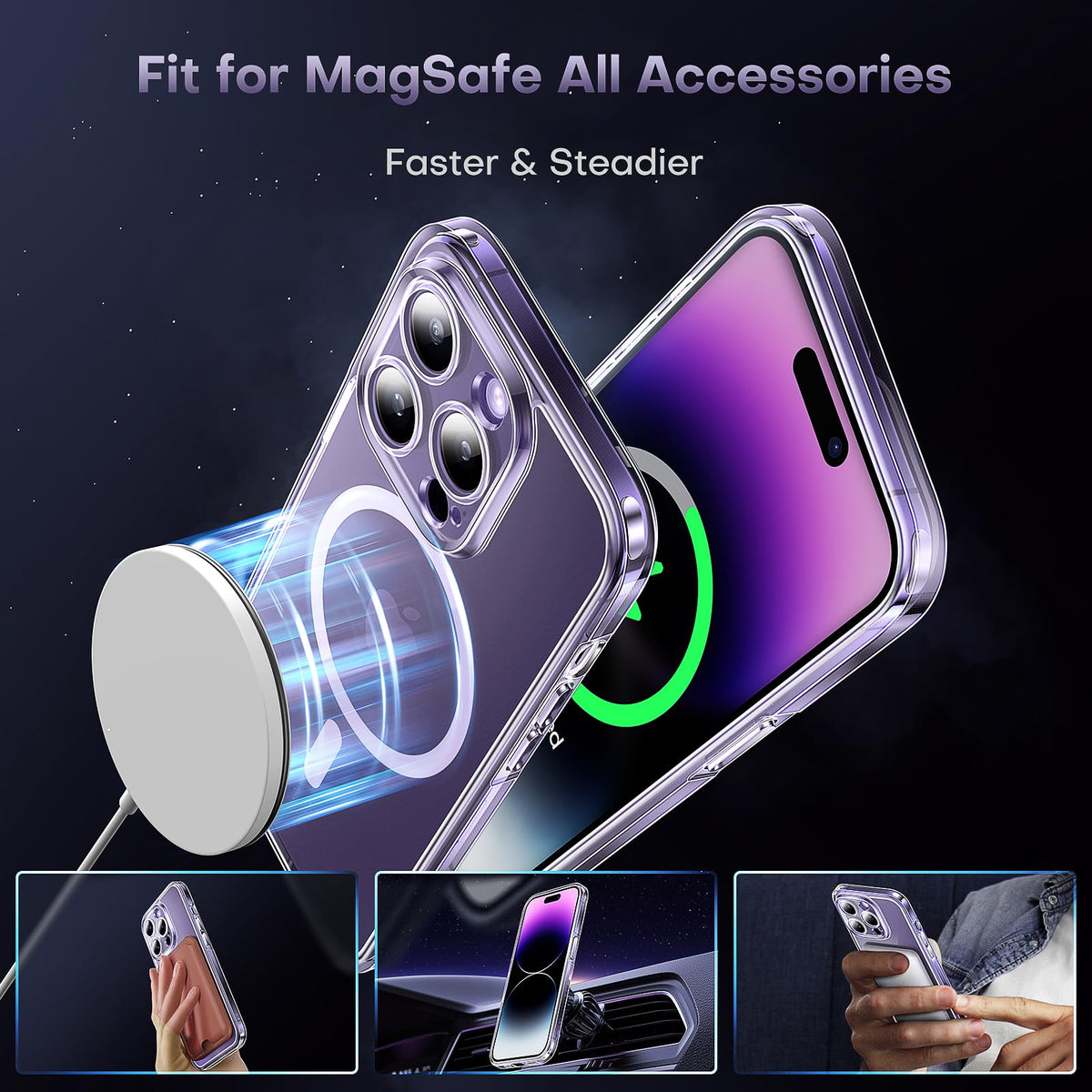 TOCOL Magnetic for iPhone 14 Pro Max Case Clear, Upgraded Full Camera Protection, Compatible with Magsafe, Drop Protection, Phone Cover for iPhone 14 Pro Max 6.7 inch (Clear)