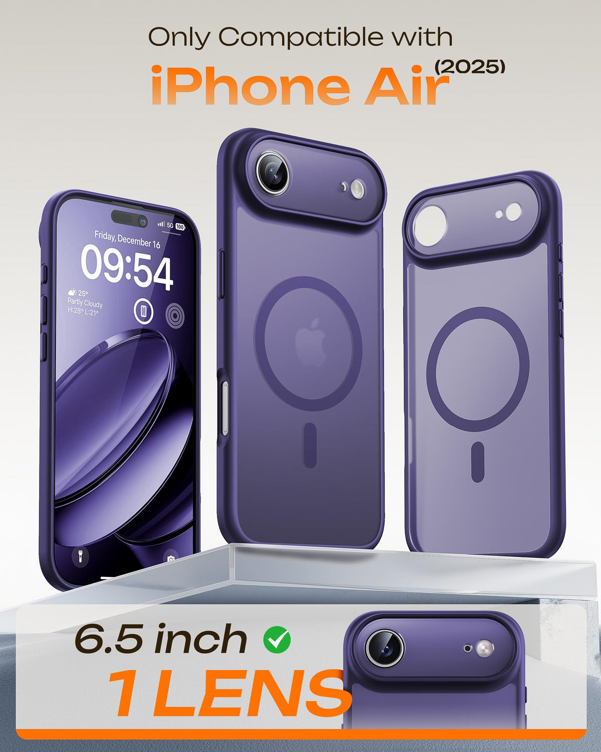 TOCOL for iPhone Air Case, Compatible with MagSafe, Midnight Purple