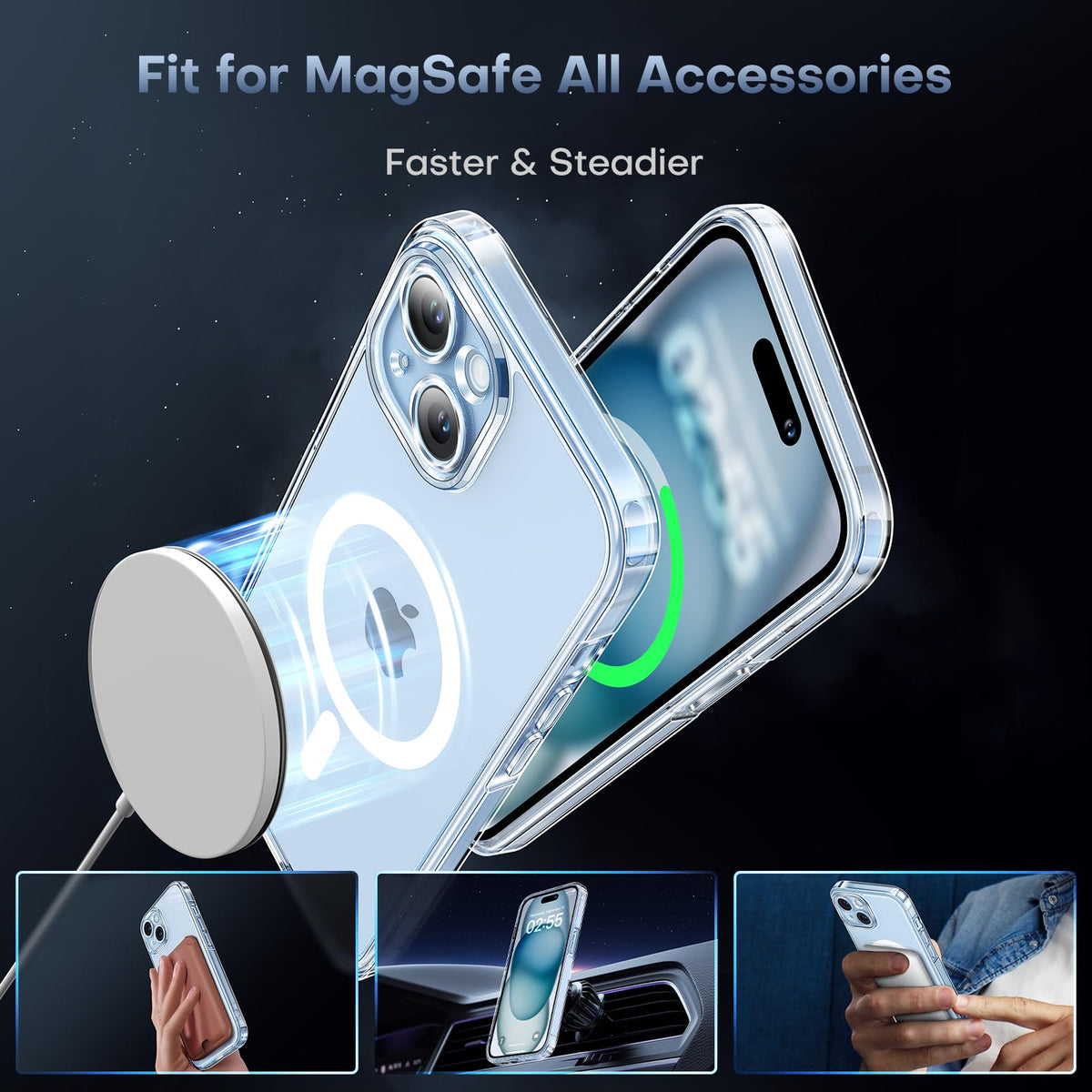 TOCOL Magnetic for iPhone 15 Plus Case Clear, Upgraded Full Camera Protection, Compatible with Magsafe, Drop Protection, Phone Cover for iPhone 15 Plus 6.7 inch (Clear)