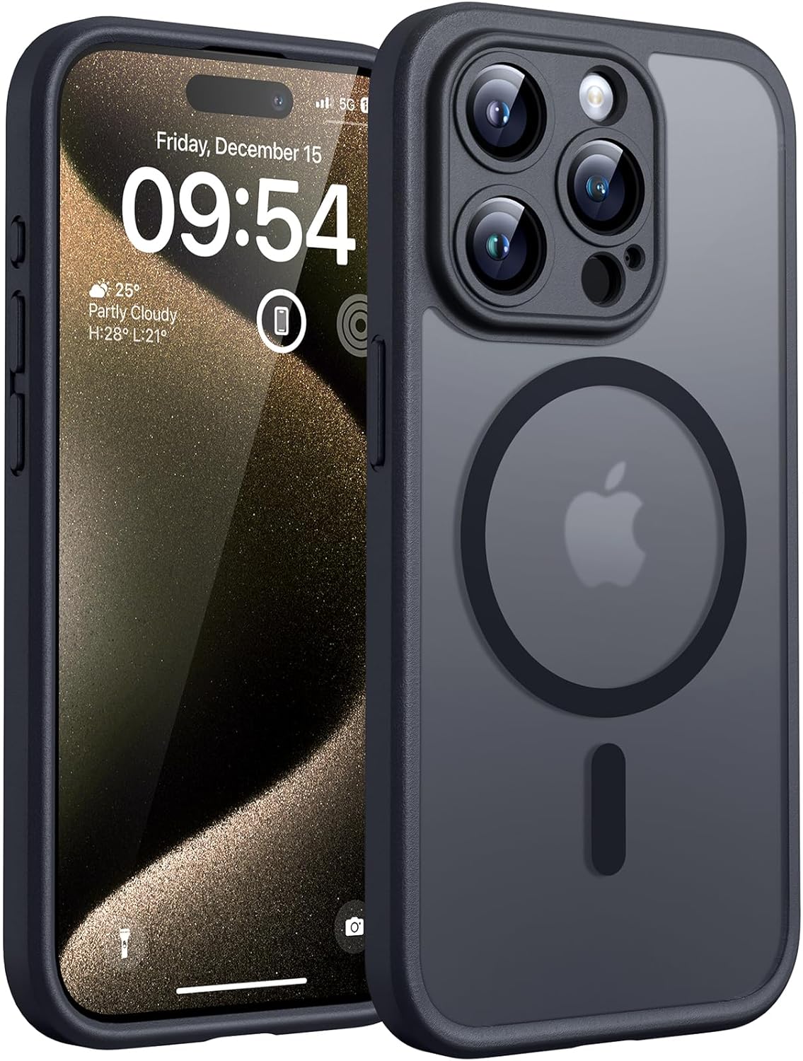 TOCOL Magnetic for iPhone 15 Case 6.1-Inch, Fit for MagSafe, Upgraded Full Camera Protection, 14FT Military Grade Shockproof Thin Slim Frosted Translucent Matte Back Phone Cover (Titan Gray)