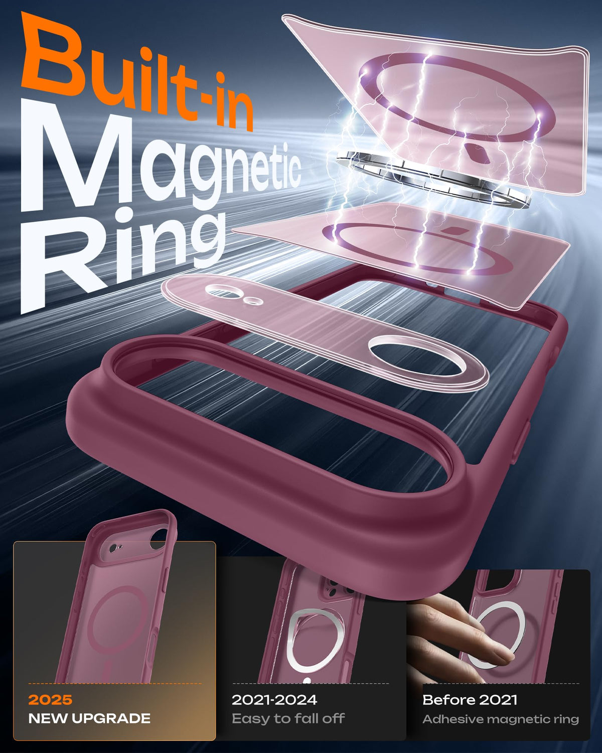 TOCOL for iPhone Air Case, Compatible with MagSafe, Plum
