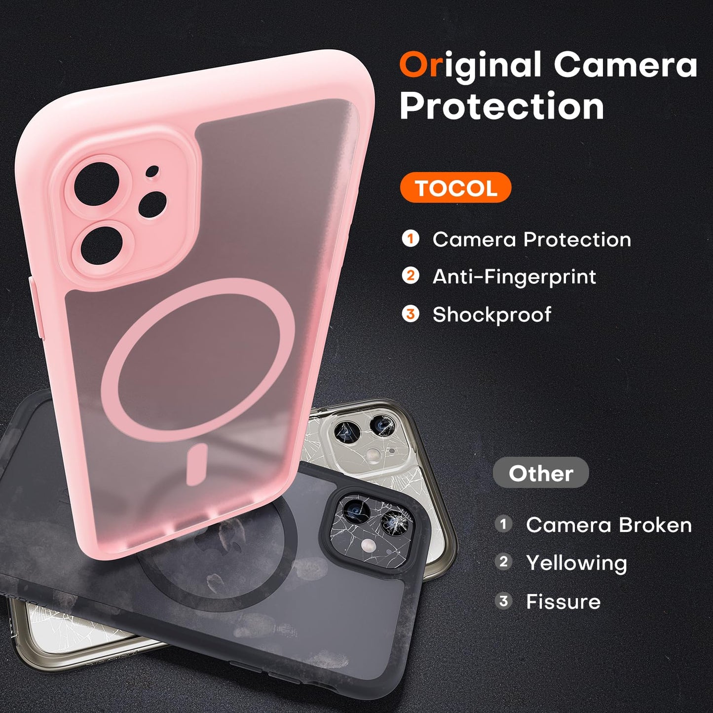 TOCOL for iPhone 11 Phone Case, Compatible with Magsafe Charger, Full Camera Protection, Drop Protection, Translucent Matte for iPhone 11 Case 6.1 inch (Midnight Purple)